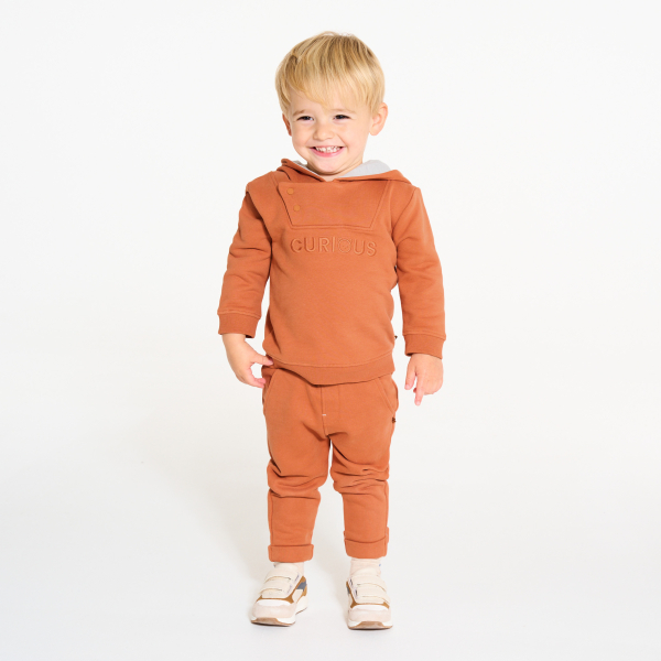 بنطلون رياضي من الصوف الناعم باللون البرتقالي للأطفال الرضّع